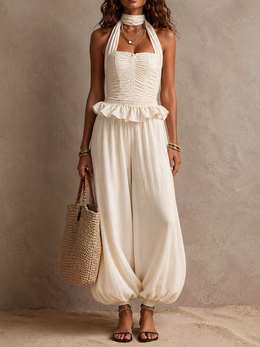 Mono Portofino - Halter con Peplum Drapeado