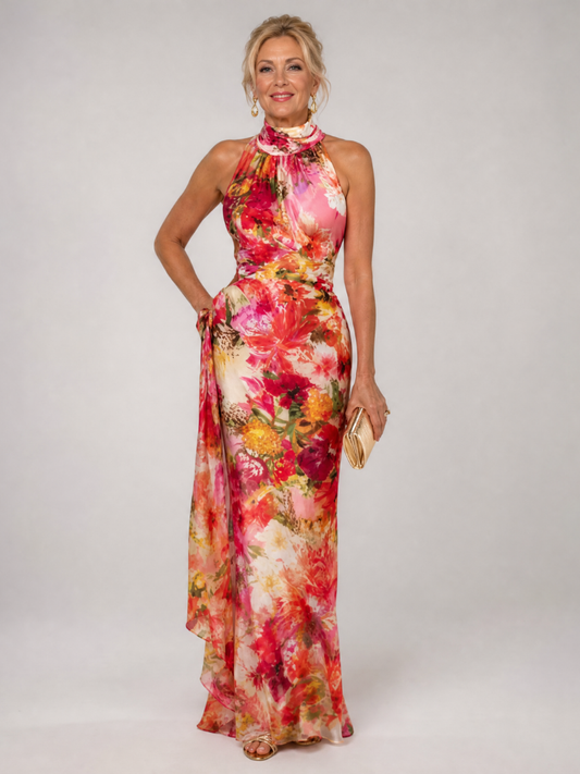 Elisabetta | Vestido Maxi Halter con Estampado Floral
