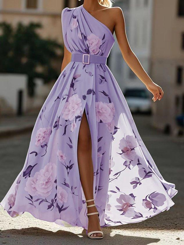 Julie — Vestido Largo Monohombro Floral