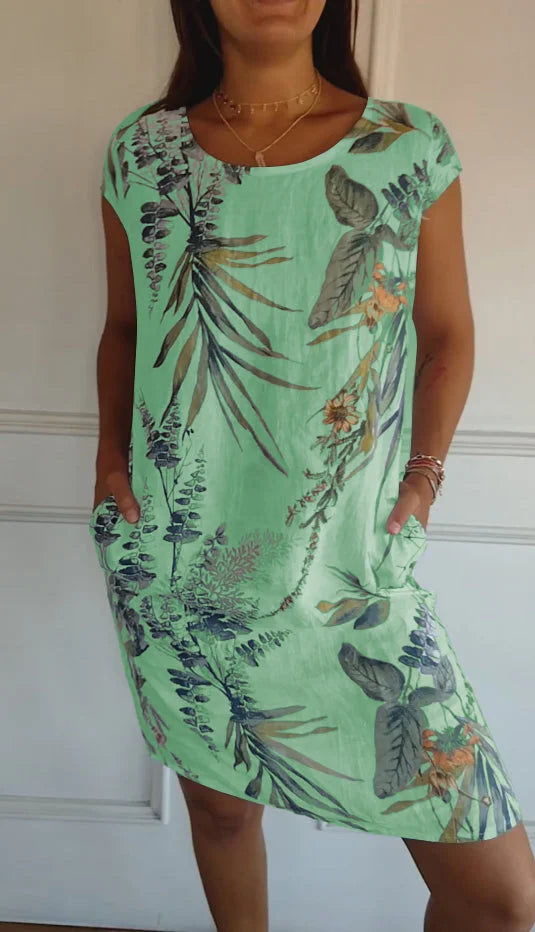 Vestido de Verano de Algodón y Lino con Bolsillos