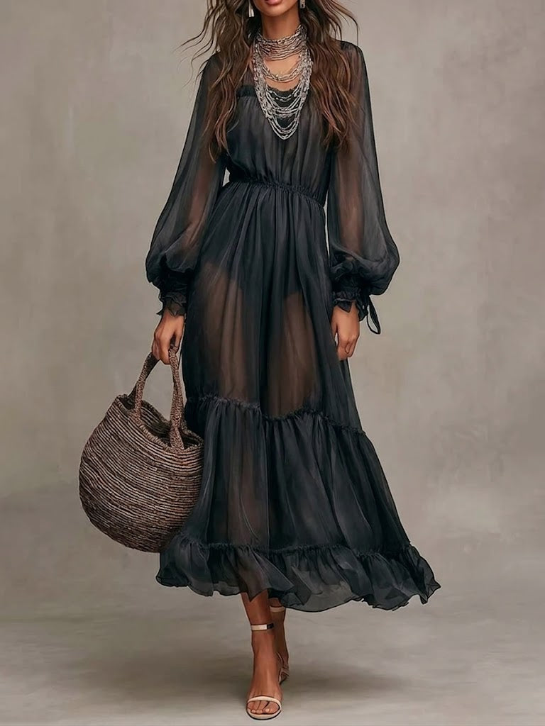 Gerda — Vestido Midi Elegante con Escote en V