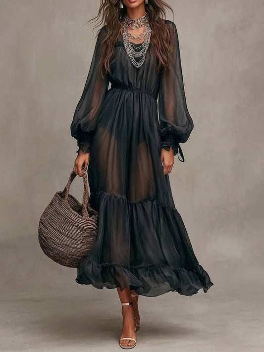 Gerda — Vestido Midi Elegante con Escote en V