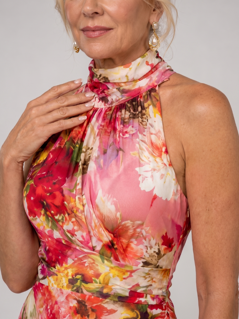 Elisabetta | Vestido Maxi Halter con Estampado Floral