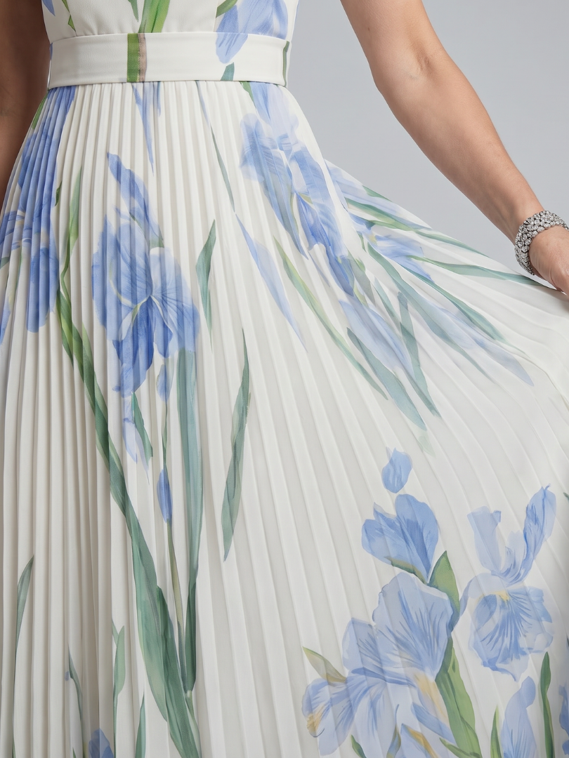 Ophelia | Vestido Midi Sin Mangas Cuello Cuadrado Floral