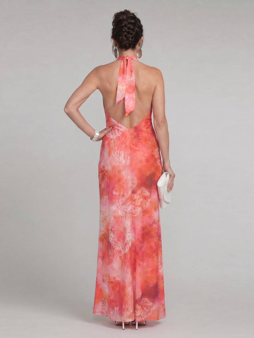 Coraline | Vestido Maxi Halter con Estampado Exclusivo