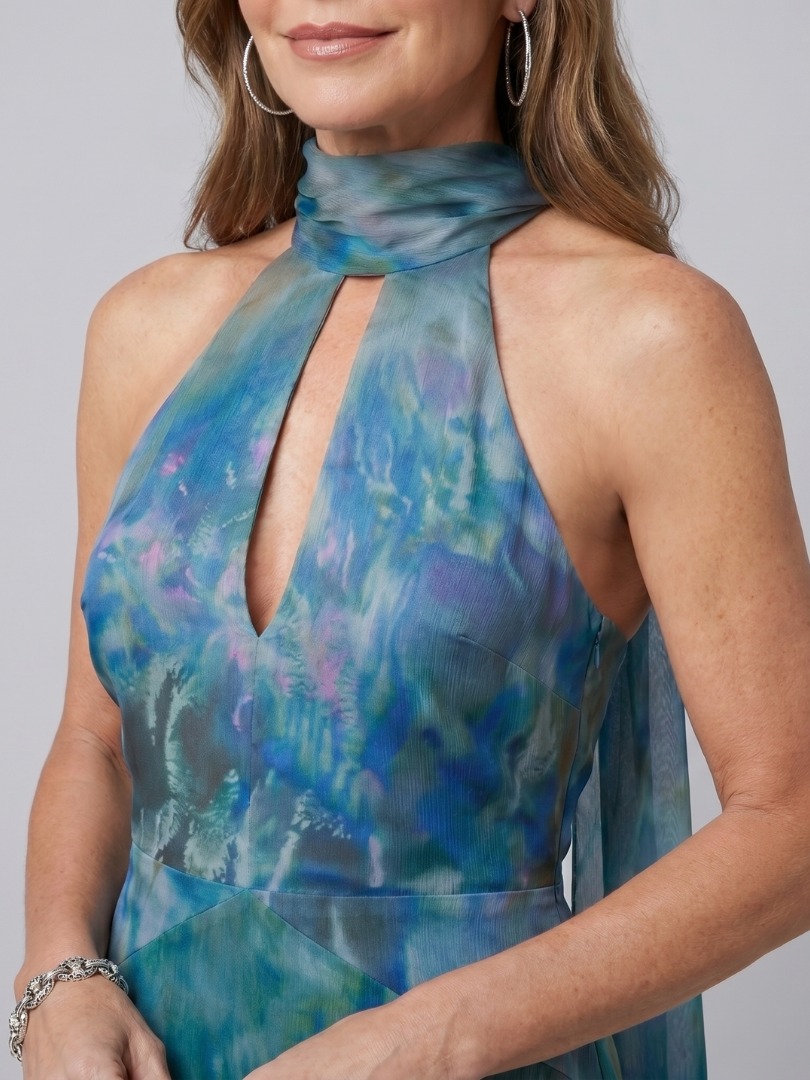 Juniper | Vestido Maxi Halter Sin Mangas con Detalle Keyhole
