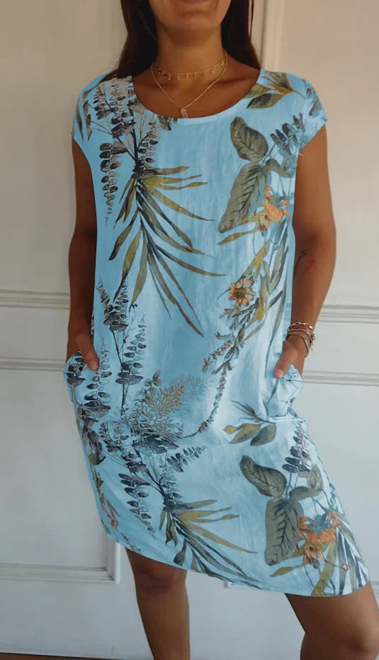 Vestido de Verano de Algodón y Lino con Bolsillos