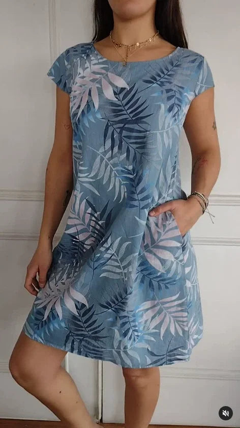 Vestido de Verano de Algodón y Lino con Bolsillos