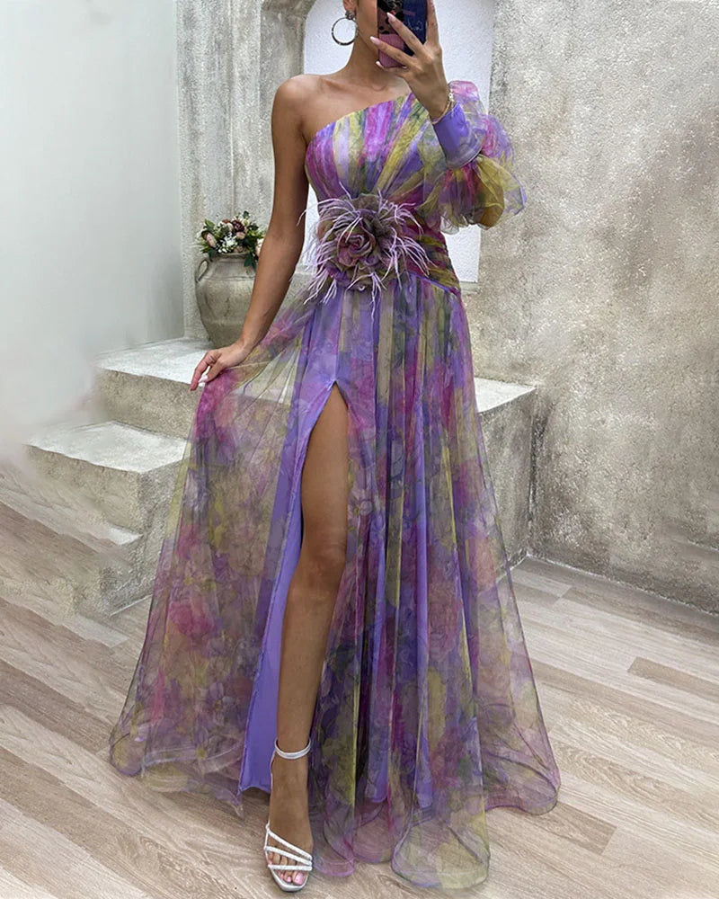 Orit — Vestido Asimétrico de Un Hombro con Abertura