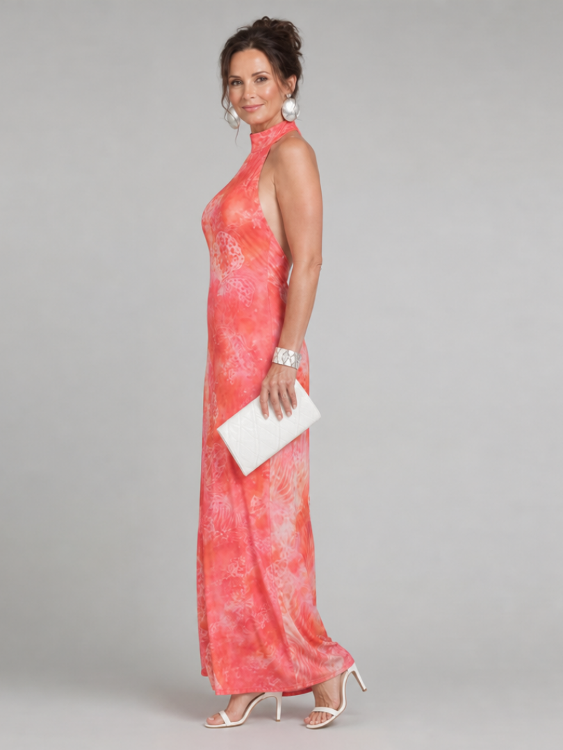 Coraline | Vestido Maxi Halter con Estampado Exclusivo