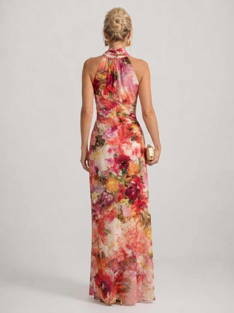 Elisabetta | Vestido Maxi Halter con Estampado Floral