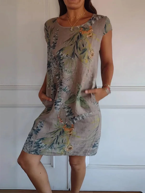 Vestido de Verano de Algodón y Lino con Bolsillos