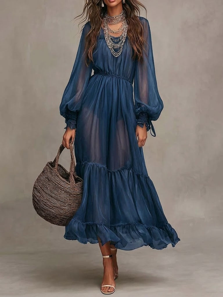 Gerda — Vestido Midi Elegante con Escote en V