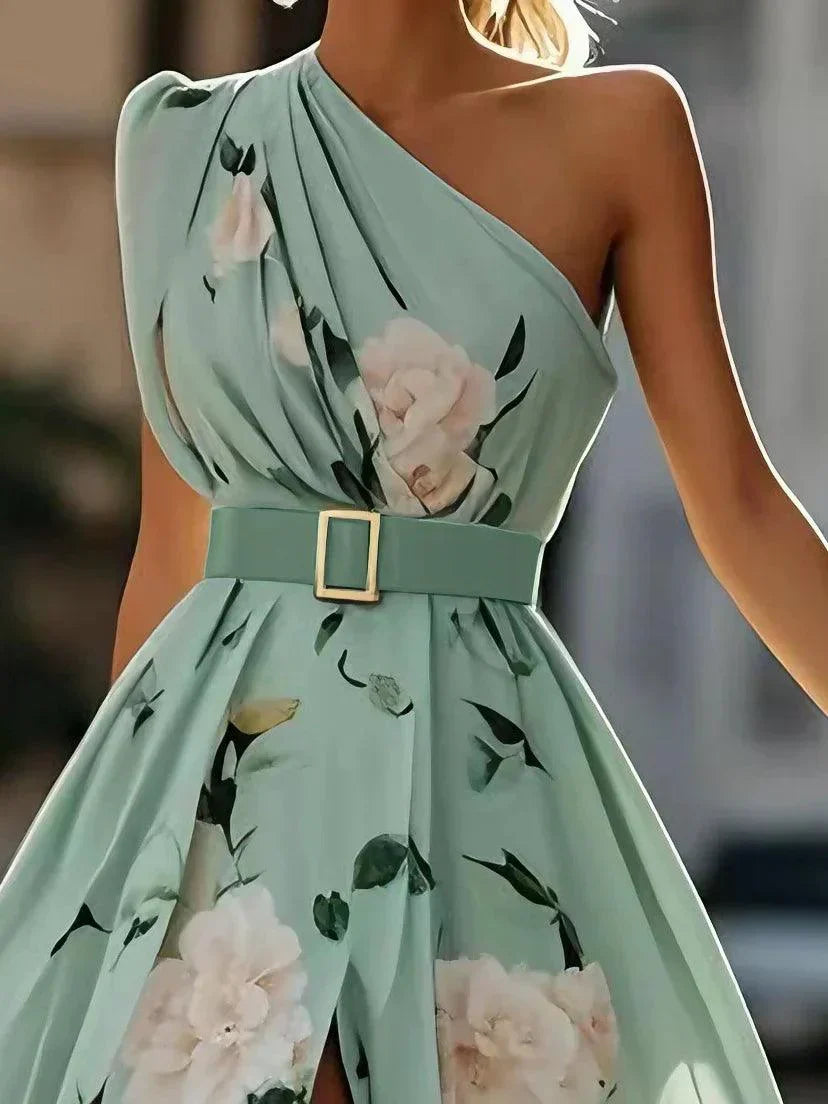 Julie — Vestido Largo Monohombro Floral