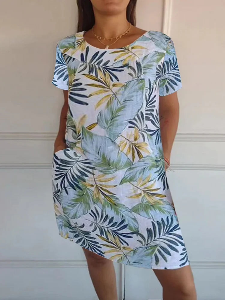 Vestido de Verano de Algodón y Lino con Bolsillos