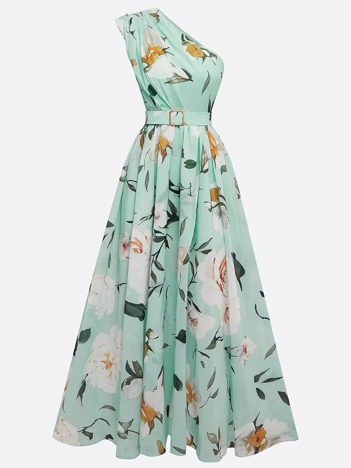 Julie — Vestido Largo Monohombro Floral