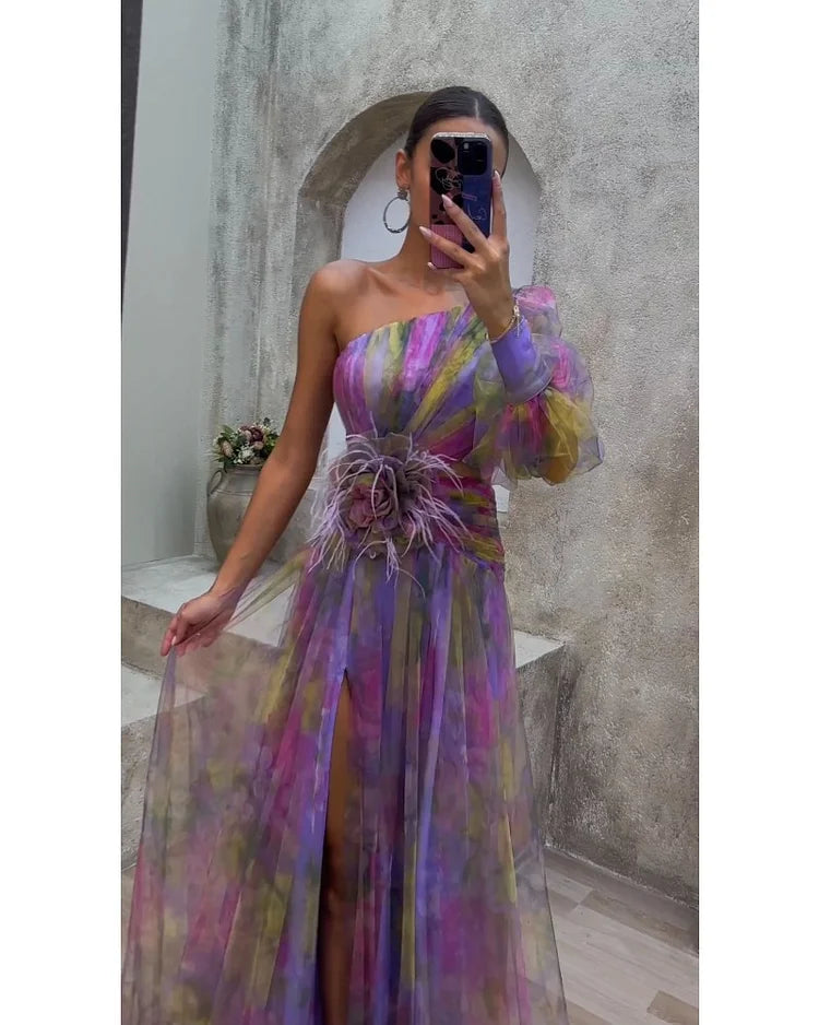 Orit — Vestido Asimétrico de Un Hombro con Abertura