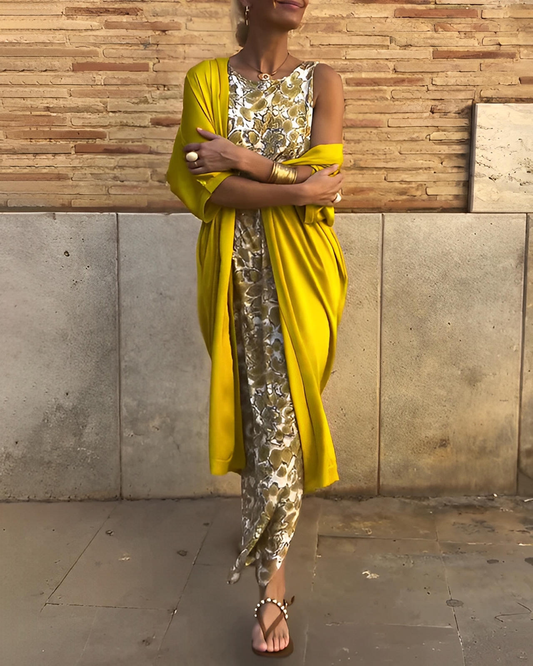 Conjunto Dos Piezas Elegante — Vestido Largo y Chaqueta Coordinada