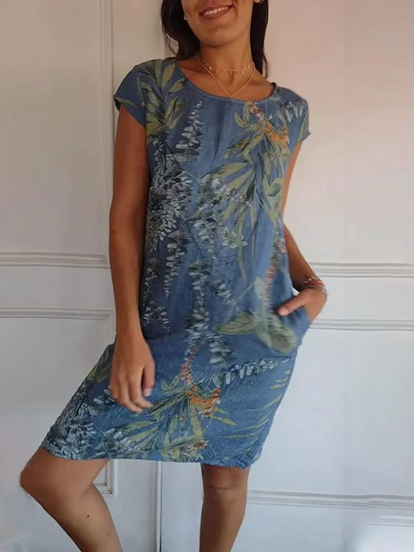 Vestido de Verano de Algodón y Lino con Bolsillos