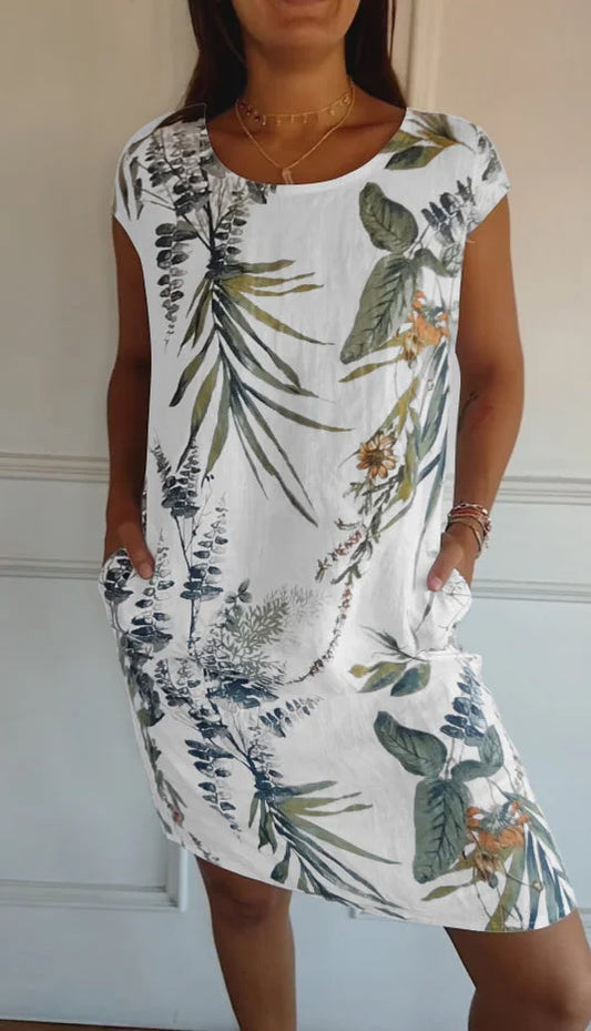 Vestido de Verano de Algodón y Lino con Bolsillos