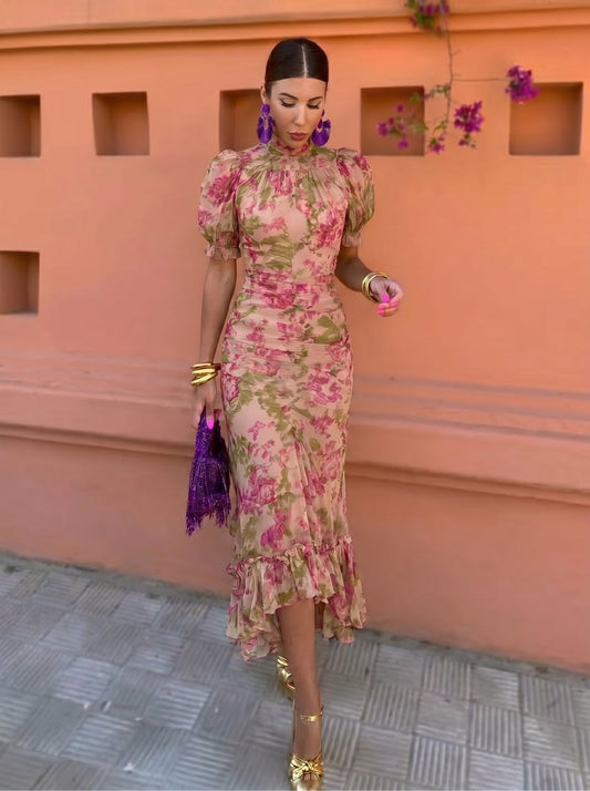 Mae — Vestido Largo Vintage con Estampado de Rosas