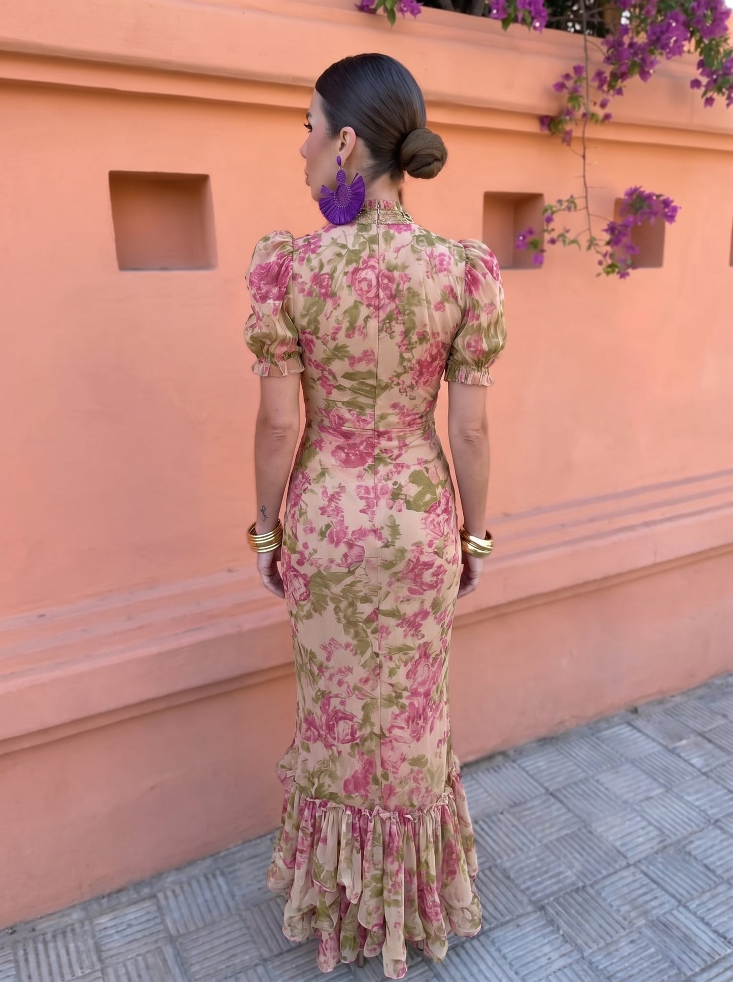 Mae — Vestido Largo Vintage con Estampado de Rosas