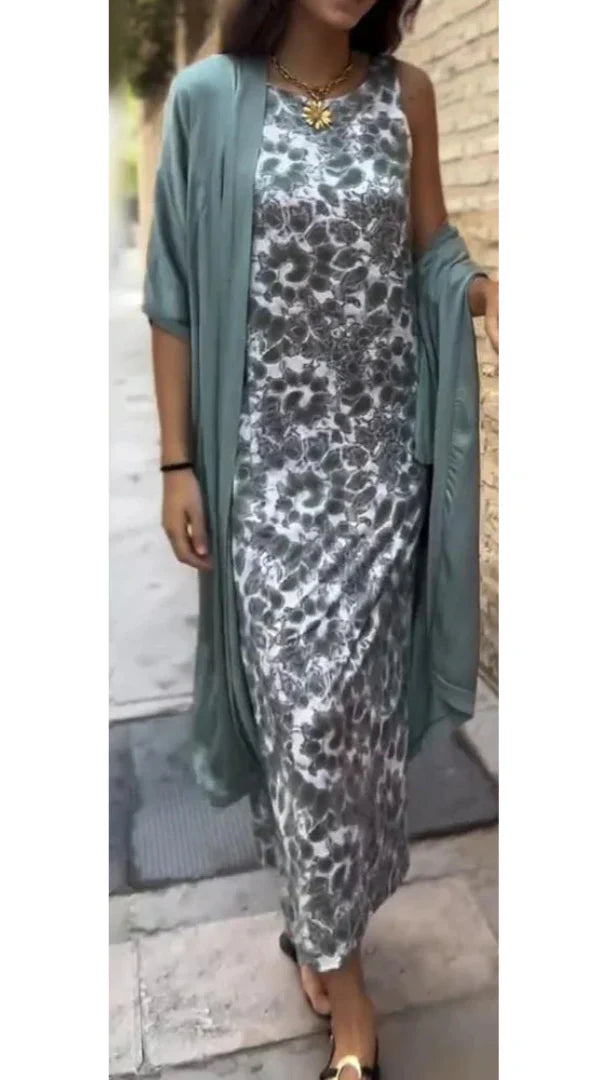 Conjunto Dos Piezas Elegante — Vestido Largo y Chaqueta Coordinada