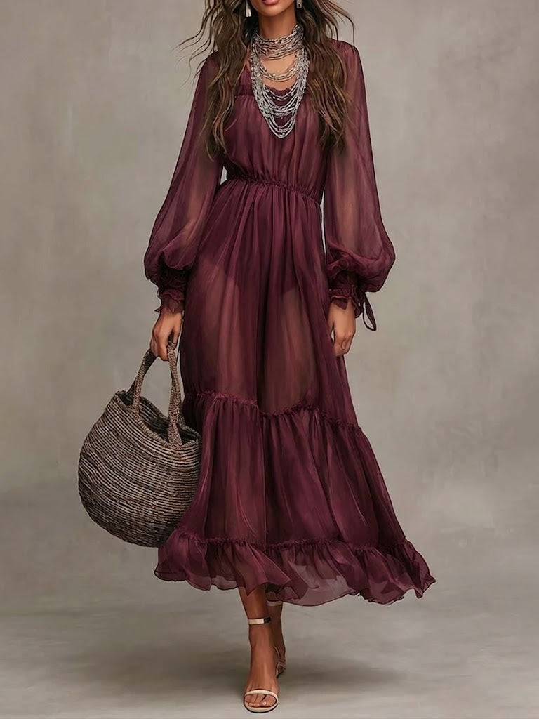 Gerda — Vestido Midi Elegante con Escote en V