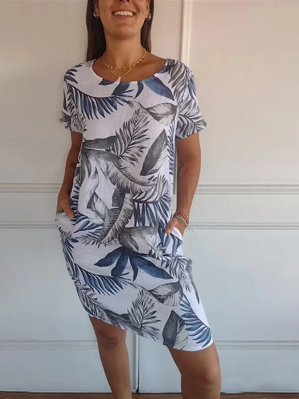 Vestido de Verano de Algodón y Lino con Bolsillos